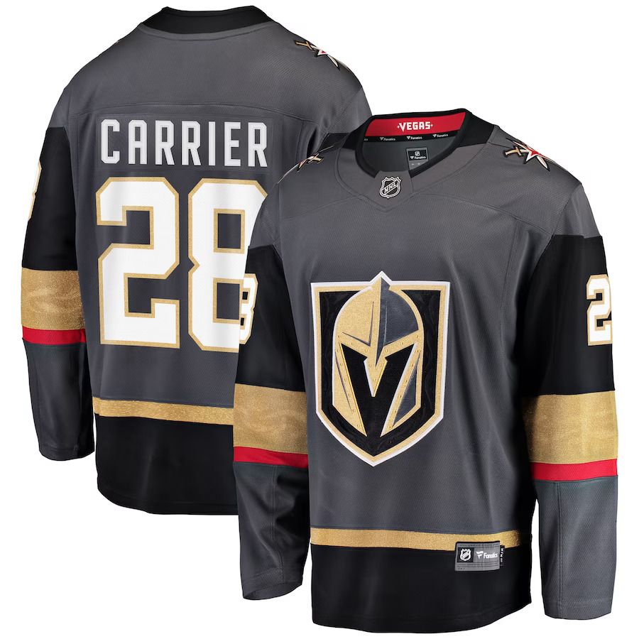 Men Vegas Golden Knights #28 William Carrier Gray Alternate Breakaway Player NHL Jersey->more nhl jerseys->NHL Jersey